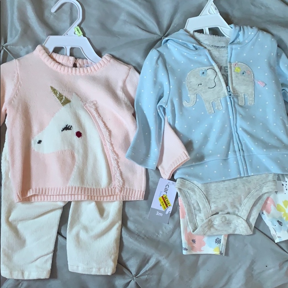 NWT 2 3 month baby girl Carter’s outfits